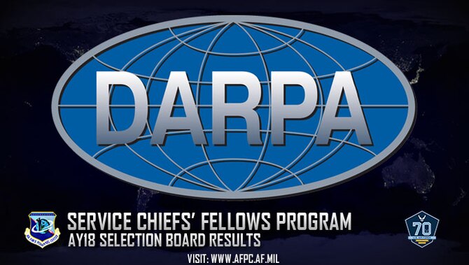 The Air Force confirmed eight active-duty officers chosen by the Defense Advanced Research Projects Agency Service Chiefs’ Fellows selection board. Air Force participants contribute a vital perspective on Air Force missions, operations, culture and customs, and in turn, learn from the DARPA program managers and senior leadership. (U.S. Air Force graphic by Staff Sgt. Alexx Pons)