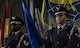 U.S. Air Force Staff Sgt. Terry Cooper, Noncommissioned Officer in Charge of Base Honor Guard (left), and U.S. Air Force Airman 1st Class Don Royal Two Elk, Ramstein Base Honor Guardsman and 86th Aerospace Medicine Squadron bioenvironmental engineering technician, post the colors during the singing of the U.S. and German national anthems at a change of command ceremony on Ramstein Air Base, Germany, July 20, 2017. The Ramstein Base Honor Guard is open to Airmen of all ranks and is comprised entirely of volunteers. (U.S. Air Force photo by Senior Airman Tryphena Mayhugh)
