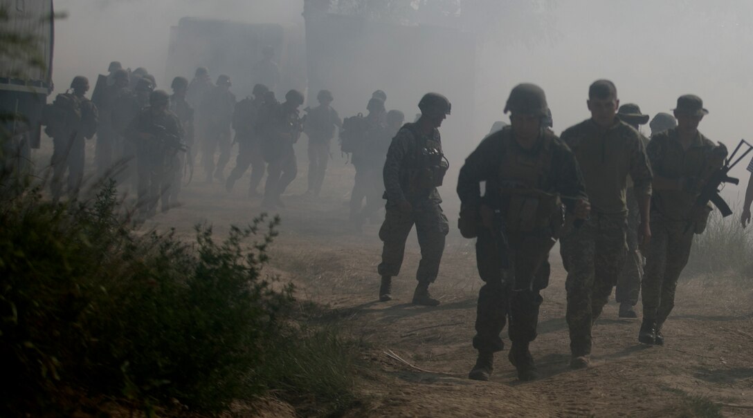 U.S. Marines assigned to U.S. Marine Corps Forces Europe and Africa and Ukrainian marines secure the beach after an amphibious landing in Nikolaev, Ukraine, during exercise Sea Breeze 2017, July 19. Sea Breeze is a U.S. and Ukraine co-hosted multinational maritime exercise held in the Black Sea and is designed to enhance interoperability of participating nations and strengthen maritime security within the region. (U.S. Marine Corps photo by Cpl. Sean J. Berry/Released)