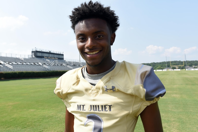 Jalan Sowell, star running back at Mt. Juliet High School, shared his story and comeback narrative of never giving up on ESPN's "Make A Wish" series at the Golden Bears' stadium in Mt. Juliet, Tenn., July 21, 2017.  He produced and starred in the ESPN segment that aired July 20 where he shared how he overcame adversity when a life-threatening pulmonary condition kept him from playing football.  His father James Sowell is a safety officer with the U.S. Army Corps of Engineers Nashville District. 