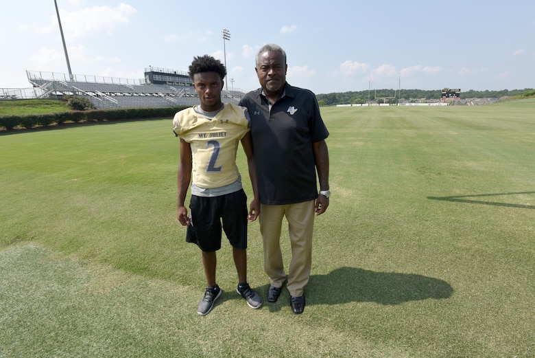 Jalan Sowell, star running back at Mt. Juliet High School, shared his story and comeback narrative of never giving up on ESPN's "Make A Wish" series at the Golden Bears' stadium in Mt. Juliet, Tenn., July 21, 2017.  He produced and starred in the ESPN segment that aired July 20 where he shared how he overcame adversity when a life-threatening pulmonary condition kept him from playing football.  His father James Sowell is a safety officer with the U.S. Army Corps of Engineers Nashville District. 