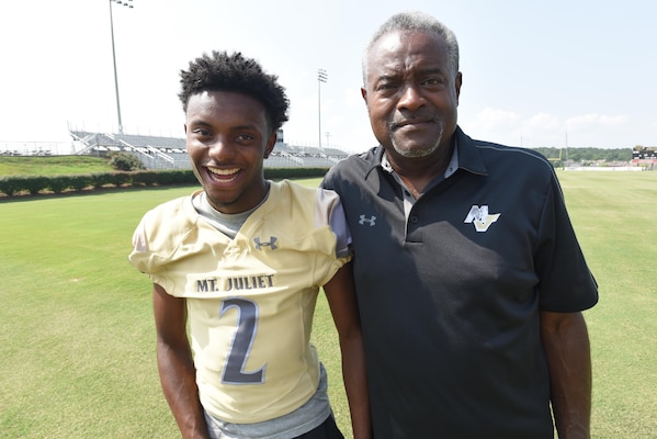 Jalan Sowell, star running back at Mt. Juliet High School, shared his story and comeback narrative of never giving up on ESPN's "Make A Wish" series at the Golden Bears' stadium in Mt. Juliet, Tenn., July 21, 2017.  He produced and starred in the ESPN segment that aired July 20 where he shared how he overcame adversity when a life-threatening pulmonary condition kept him from playing football.  His father James Sowell is a safety officer with the U.S. Army Corps of Engineers Nashville District. 