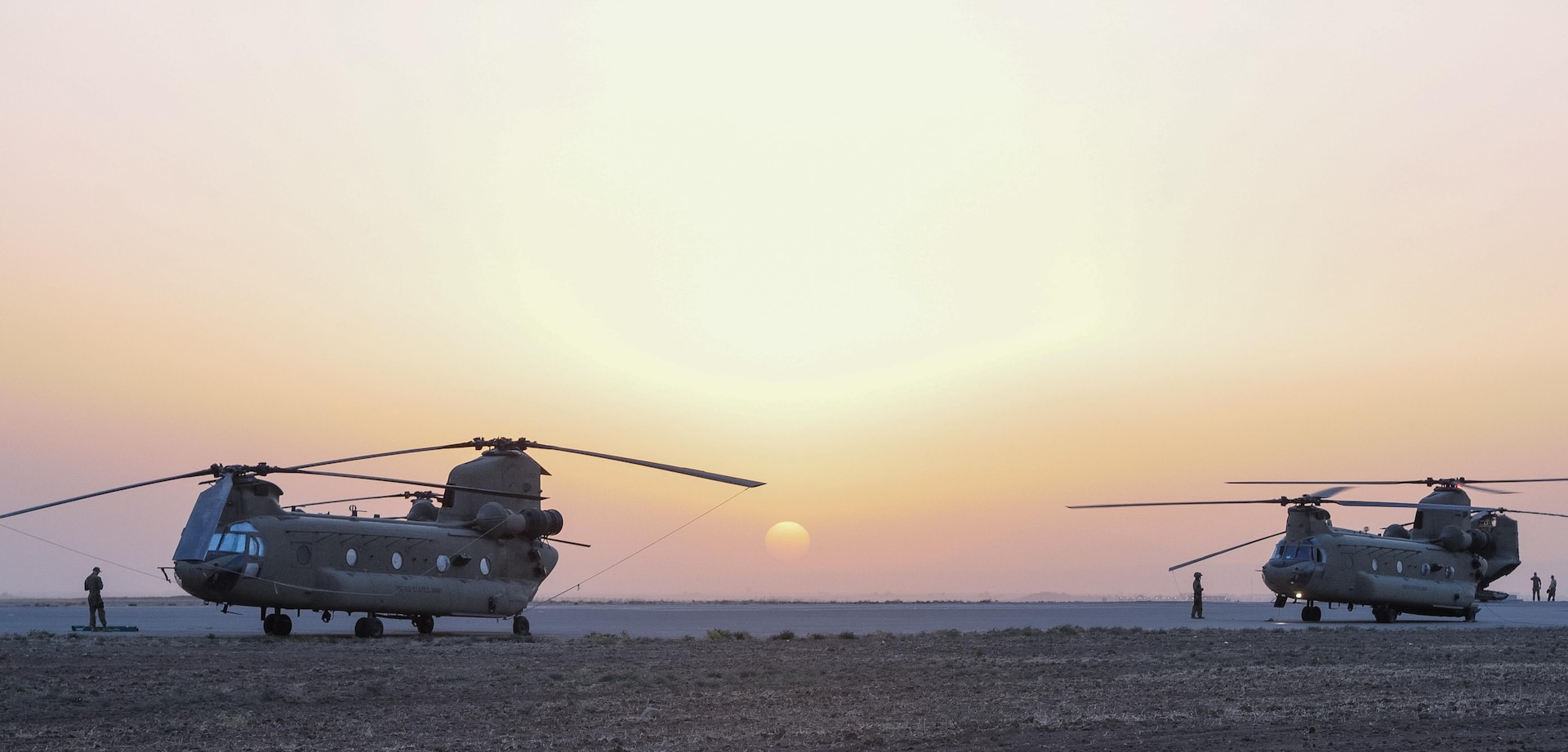 ERBIL, Iraq - CH-47 Chinook helicopters from the B Company, 2-149th General Support Aviation Battalion, Task Force Saber, undergo maintenance and inspections at Erbil, Iraq, July 10, 2017. The CH-47 Chinook provides a vital lift capability to Task Force Saber which increases the capability and mobility of Combined Joint Task Force – Operation Inherent Resolve. CJTF-OIR is the Coalition to defeat ISIS in Iraq and Syria. (U.S. Army photo by Capt. Stephen James)