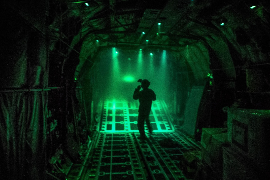 Airmen conduct C-130J Super Hercules airdrop operations in East Africa, July 19, 2017. The airmen are assigned to the 75th Expeditionary Airlift Squadron, which supports the Combined Joint Task Force Horn of Africa mission to promote prosperity and security in East Africa. Air Force photo by Master Sgt. Russ Scalf.