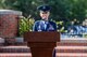 Col. Laura Lenderman, 375th Air Mobility Wing outgoing commander, gives her final speech during a change of command ceremony July 24, 2017 at Scott Air Force Base, Ill. Col. John Howard, former vice commander at Royal Air Force Mildenhall, England, assumed command of the 375th AMW. (U.S. Air Force photo by Airman Chad Gorecki)