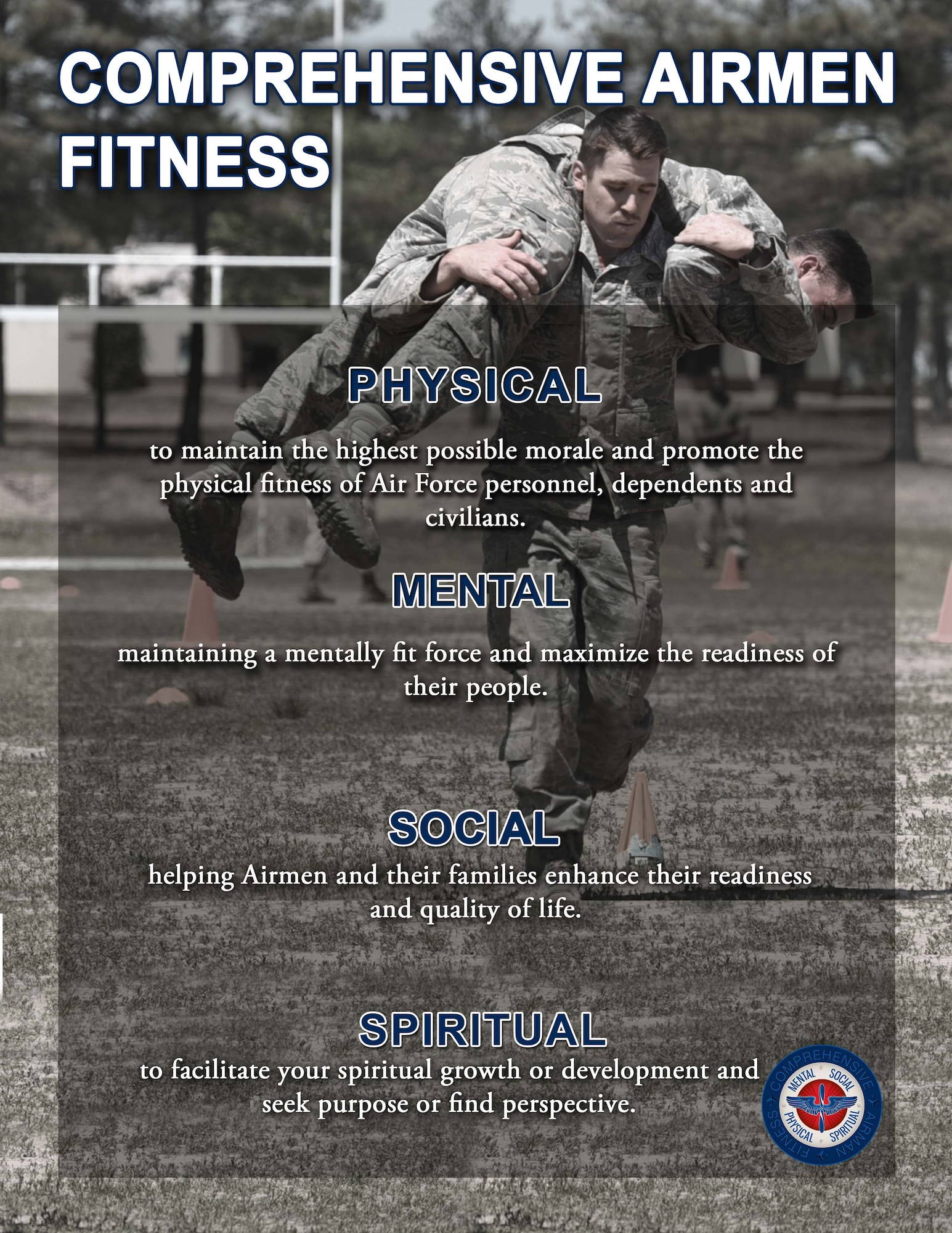 Comprehensive Airman Fitness (CAF) is a philosophy and methodology of taking care of people July 24, 2017, at Little Rock Air Force Base, Ark. CAF allows members on base to look after their fellow Airmen and their families, providing for their physical, social, mental and social fitness.