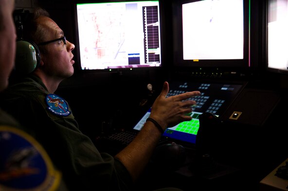 Maj. Jay, MQ-9 pilot with the 6th Attack Squadron, pilots the squadron’s first Block 5 MQ-9 Reaper from inside a new Block 30 ground control station at Holloman Air Force Base, N.M., July 10, 2017. Holloman started flying the new Block 5 and Block 30 technology to ease the transition that student pilots and sensor operators will experience when joining a combat unit. (U.S. Air Force photo by Senior Airman Chase Cannon)