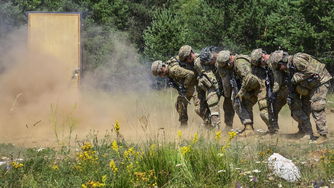 Paratroopers conduct urban breach training as part of Exercise Rock Knight in Postonja, Slovenia, July 20, 2017. The bilateral exercise between U.S. and Slovenian forces built on previous lessons of forging bonds and enhancing readiness between allies. Army photo by Paolo Bovo
