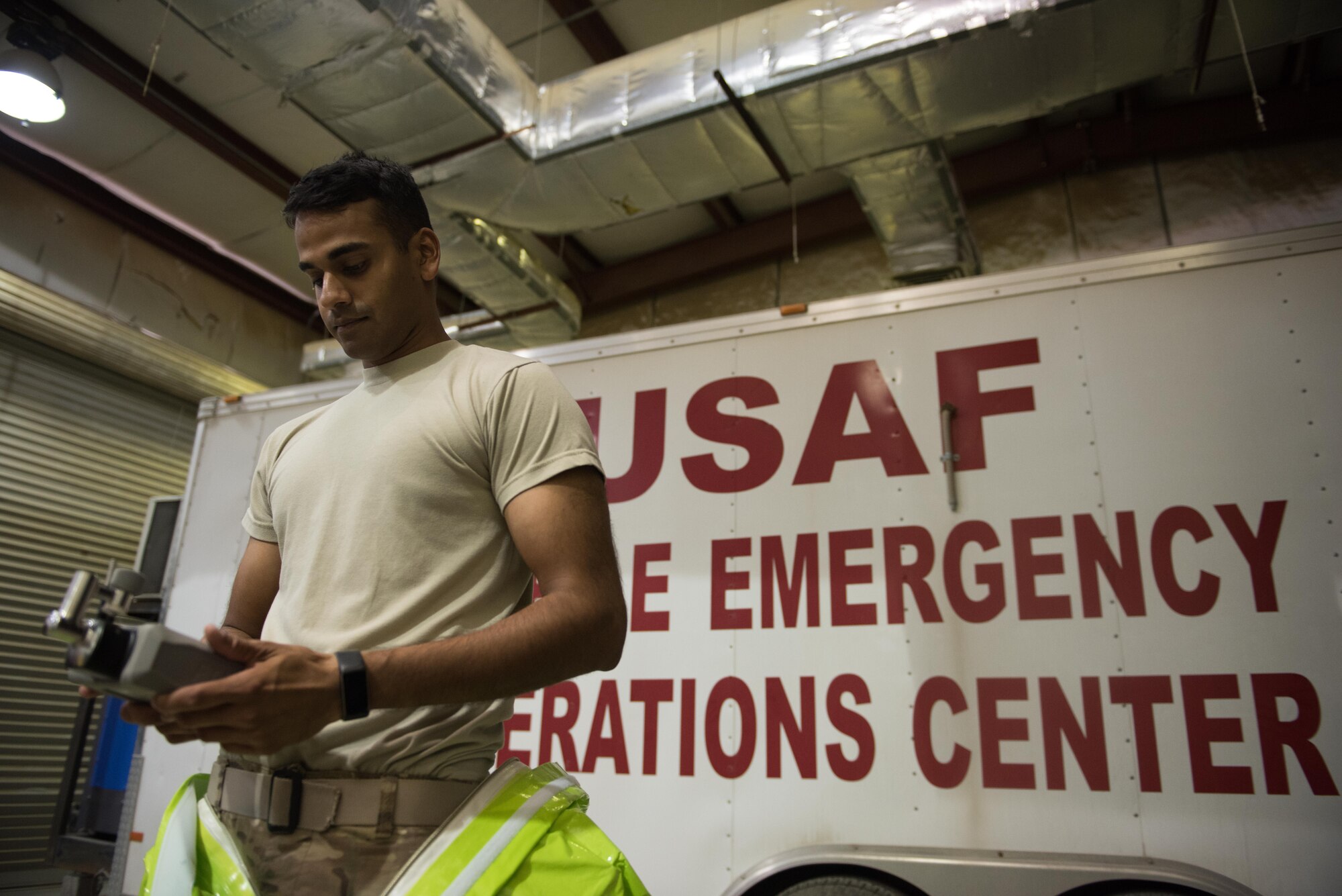 This week's Rock Solid Warrior is Staff Sgt. Rajesh Jaiprashad, a 386th Expeditionary Civil Engineering Squadron, emergency manager, deployed from Homestead Air Reserve Base, Florida. The Rock Solid Warrior program is a way to recognize and spotlight the Airmen of the 386th Air Expeditionary Wing for their positive impact and commitment to the mission. (U.S. Air Force photo by Tech. Sgt. Jonathan Hehnly)