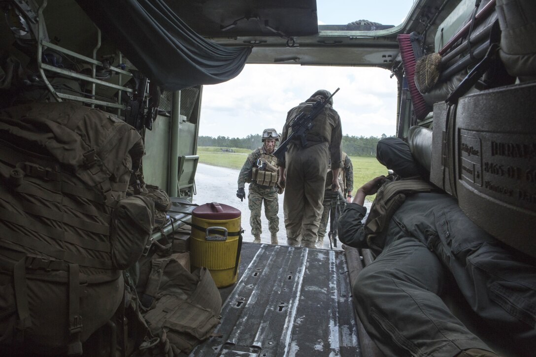 Marines participates in a casualty evacuation drill on an assault amphibious vehicle during Iron Wolf 17 at Camp Lejeune, N.C., July 15, 2017. Marine Corps photo by Lance Cpl. Angel Travis