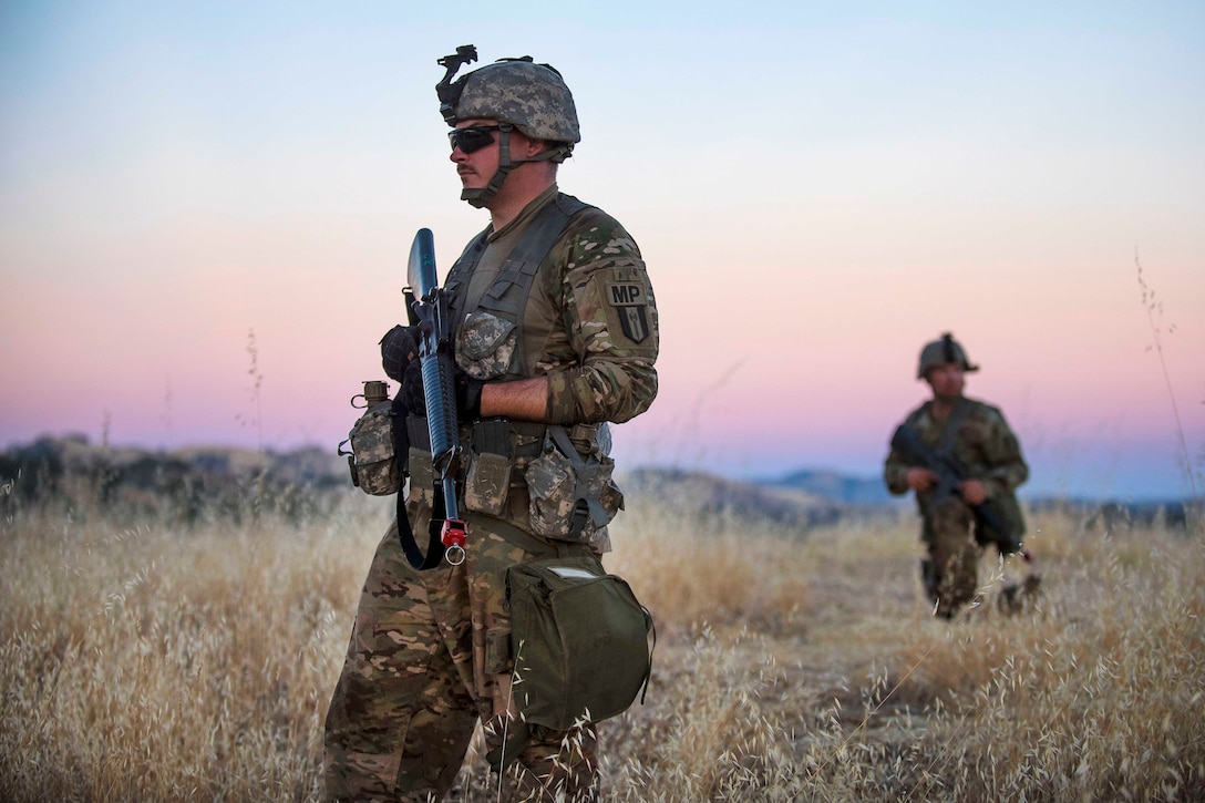 Army Reserve soldiers conduct a reconnaissance the night before a morning mission during a combat support training exercise at Fort Hunter Liggett, Calif., July 21, 2017. Army Reserve photo by Master Sgt. Michel Sauret