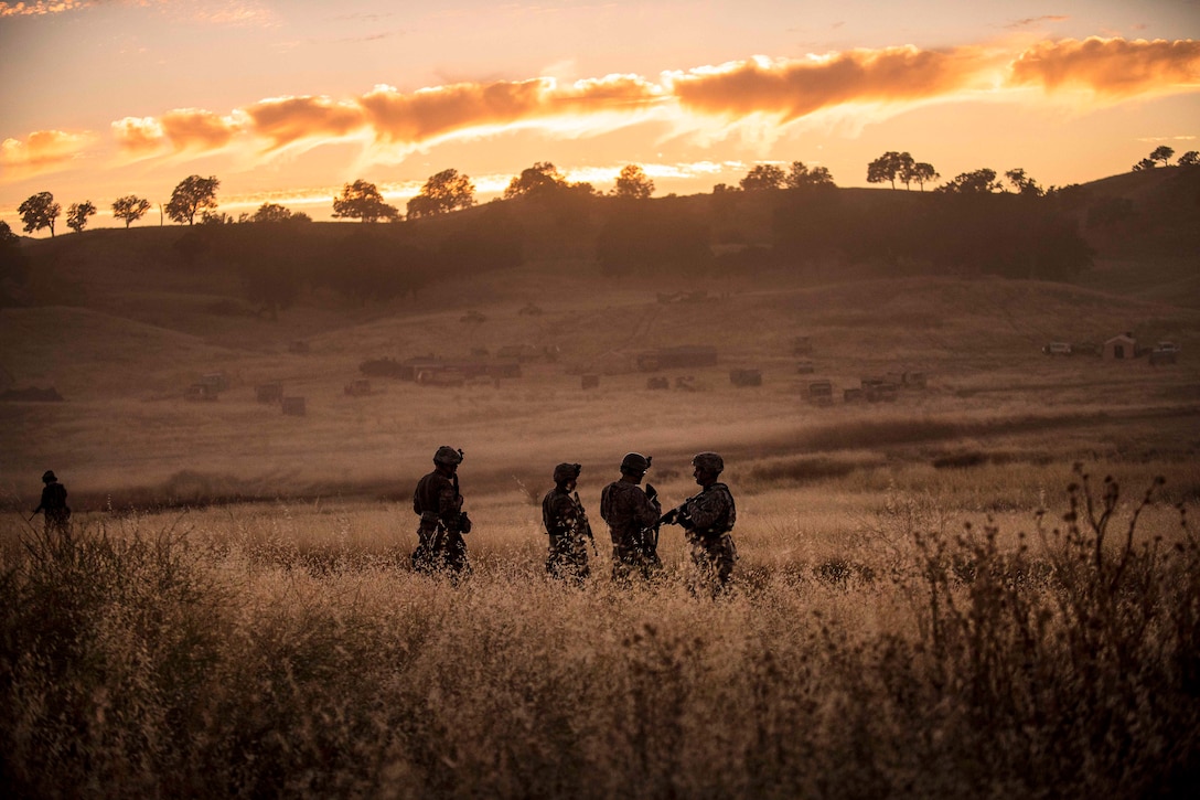 Army Reserve soldiers return from a reconnaissance patrol the night before a morning mission during a combat support training exercise at Fort Hunter Liggett, Calif., July 21, 2017. Army Reserve photo by Master Sgt. Michel Sauret