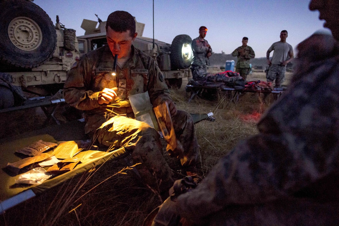 Army Reserve soldiers prepare their cots for rest during a combat support training exercise at Fort Hunter Liggett, Calif., July 21, 2017. Army Reserve photo by Master Sgt. Michel Sauret