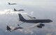 An F-15 fighter jet, assigned to the 433rd Weapons Squadron, at Nellis Air Force Base, Nevada, receives aerial refueling from a KC-135 Stratotanker cargo aircraft assigned to the 509th Weapons Squadron, at Fairchild Air Force Base, Washington, over the Nevada Test and Training Range July 10, 2017. The United States Air Force Weapons School teaches graduate-level instructor courses that provide the world's most advanced training in weapons and tactics employment to officers of the combat air forces and mobility air forces. (U.S. Air Force photo by Staff Sgt. Daryn Murphy/Released)