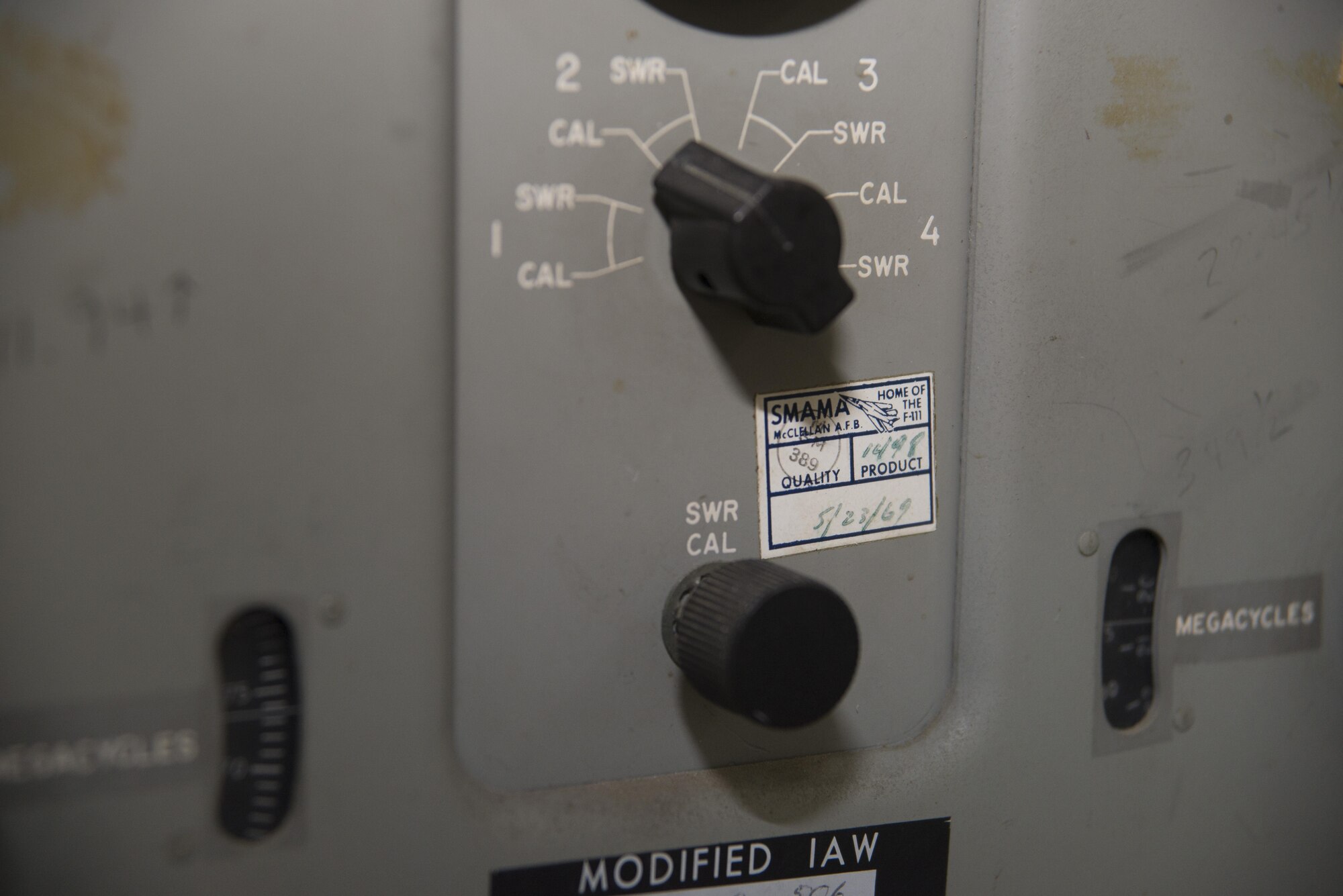 Equipment from the 1950s showing a certification date of 1969, April 28, 2017, on Dover Air Force Base, Del. ADB Companies and the 436th Operations Support Squadron Air Traffic Control and Landing Systems install $540 thousand worth of state-of-the-art radios, replacing equipment that dates to the 1950s and operated on archaic and degrading infrastructure. (U.S. Air Force photo by Staff Sgt. Jared Duhon)