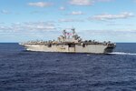 170722-N-ZL062-016 CORAL SEA (July 22, 2017) The amphibious assault ship USS Bonhomme Richard (LHD 6) steams in a 19-ship formation with U.S.-Australian-New Zealand ships at the conclusion of Talisman Saber 17. Talisman Saber is a biennial U.S.-Australia bilateral exercise held off the coast of Australia meant to achieve interoperability and strengthen the U.S.-Australia alliance. (U.S. Navy photo by Mass Communication Specialist 3rd Class Sarah Myers/Released)