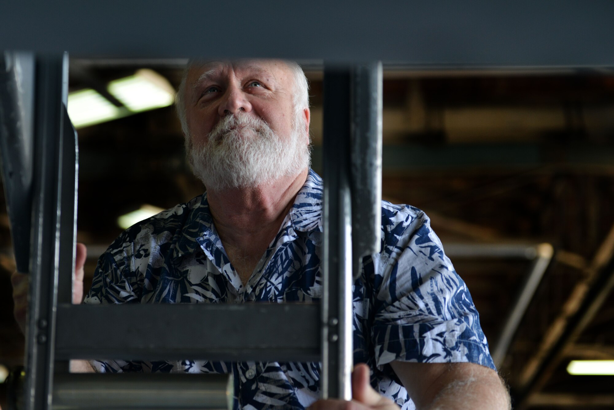 Dr. Timothy Spurling, McLeod Physician Leadership Academy member and gastroenterologist, climbs the ladder of an F-16CM Fighting Falcon during a tour at Shaw Air Force Base, S.C., July 21, 2017. Tour members were able to get an up-close look at the aircraft during their tour of the weapons standardization hangar. (U.S. Air Force photo by Airman 1st Class Destinee Sweeney)