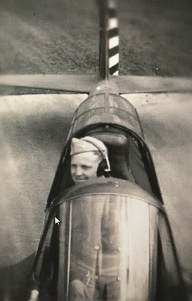 Col Robert Kirtley prepares to taxi an aircraft on an unidentified airfield as a young Army Air Corp member.  He
was born July 26, 1917 in Spartanburg, South Carolina. He is a WWII and Korean War veteran who served in the Air Force for more than 25 years. He completed 50 combat missions in Africa and took part in the Invasion of Sicily. He is credited with destroying four aircraft during his tour and was awarded the Distinguished Flying Cross and 12 Air Medals.