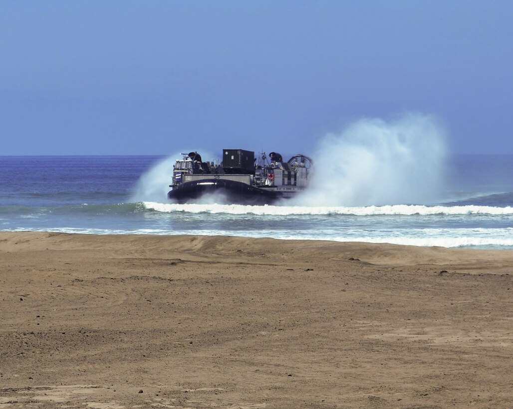 The 1394th Transportation Surface Brigade conducted the Big Logistics-Over-the-Shore West 2017 at Camp Pendleton, for joint operations with the United States Navy and U.S Marine Corp, during the month of July. The Navy’s Landing Craft Air Cushion delivers cargo from ships directly to the beach, where the Marines were on scene to give logistical support with transportation once the delivery was made. Big LOTS - West 2017 is a United States Army Reserve functional exercise part of the Army Reserve Training Strategy in order to enhance unit readiness by conducting live and virtual port and bare beach operations with external evaluations.