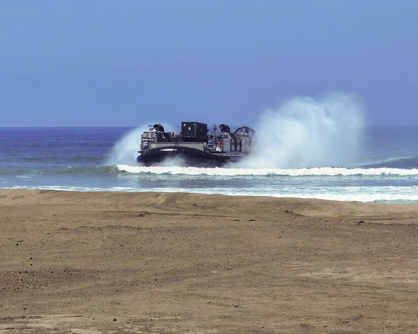 The 1394th Transportation Surface Brigade conducted the Big Logistics-Over-the-Shore West 2017 at Camp Pendleton, for joint operations with the United States Navy and U.S Marine Corp, during the month of July. The Navy’s Landing Craft Air Cushion delivers cargo from ships directly to the beach, where the Marines were on scene to give logistical support with transportation once the delivery was made. Big LOTS - West 2017 is a United States Army Reserve functional exercise part of the Army Reserve Training Strategy in order to enhance unit readiness by conducting live and virtual port and bare beach operations with external evaluations.