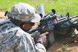 U.S. Army Reserve Spc. Matthew Roberts fires a round during weapons qualification July 22, 2017, Ft. Gordon, Ga. Roberts trains monthly to maintain Army standards and to support the Fight Tonight Initiative which is an effort to improve soldier readiness.