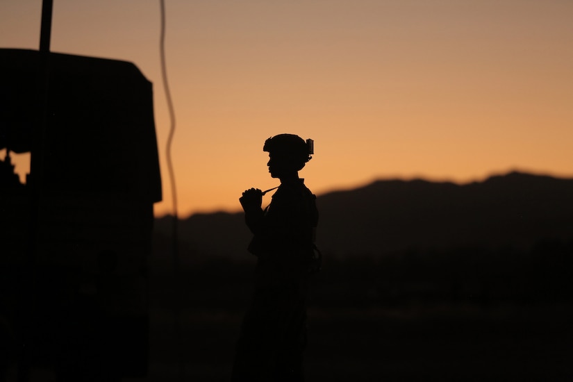 Staff Sgt. Shawn Allen, of the Army Reserve’s 946th Transportation Company, watches the sunset during Combat Support Training Exercise 91-17-03, July 18, 2017, Fort Hunter Liggett, Calif. Approximately 5,000 Army Reserve and National Guard forces participated in the exercise. First Army provided about 65 observer coach/trainers to augment their Army Reserve partners at the 91st Training Division and assist in training the most capable, combat-ready and lethal federal reserve force in the history of the nation. 
(U.S. Army photo by Master Sgt. Anthony L. Taylor)