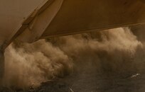 The blade of an Army scraper, a large machine used to transport soil and other material, cuts through the dirt of Fort Hunter Liggett, Calif. on July 19, 2017. The scraper was driven by U.S. Army Reserve Command Spc. Dylan Sugg, a horizontal engineer with the 718th Engineer Company, as his unit trained under simulated combat conditions. Nearly 5,400 service members from the U.S. Army Reserve Command, U.S. Army, Army National Guard, U.S. Navy, and Canadian Armed Forces are training at Fort Hunter Liggett as part of the 84th Training Command’s CSTX 91-17-03 and ARMEDCOM’s Global Medic; this is a unique training opportunity that allows U.S. Army Reserve units to train alongside their multi-component and joint partners as part of the America’s Army Reserve evolution into the most lethal Federal Reserve force in the history of the nation. (U.S. Army Reserve photo by Sgt. David L. Nye, 301st Public Affairs Detachment)