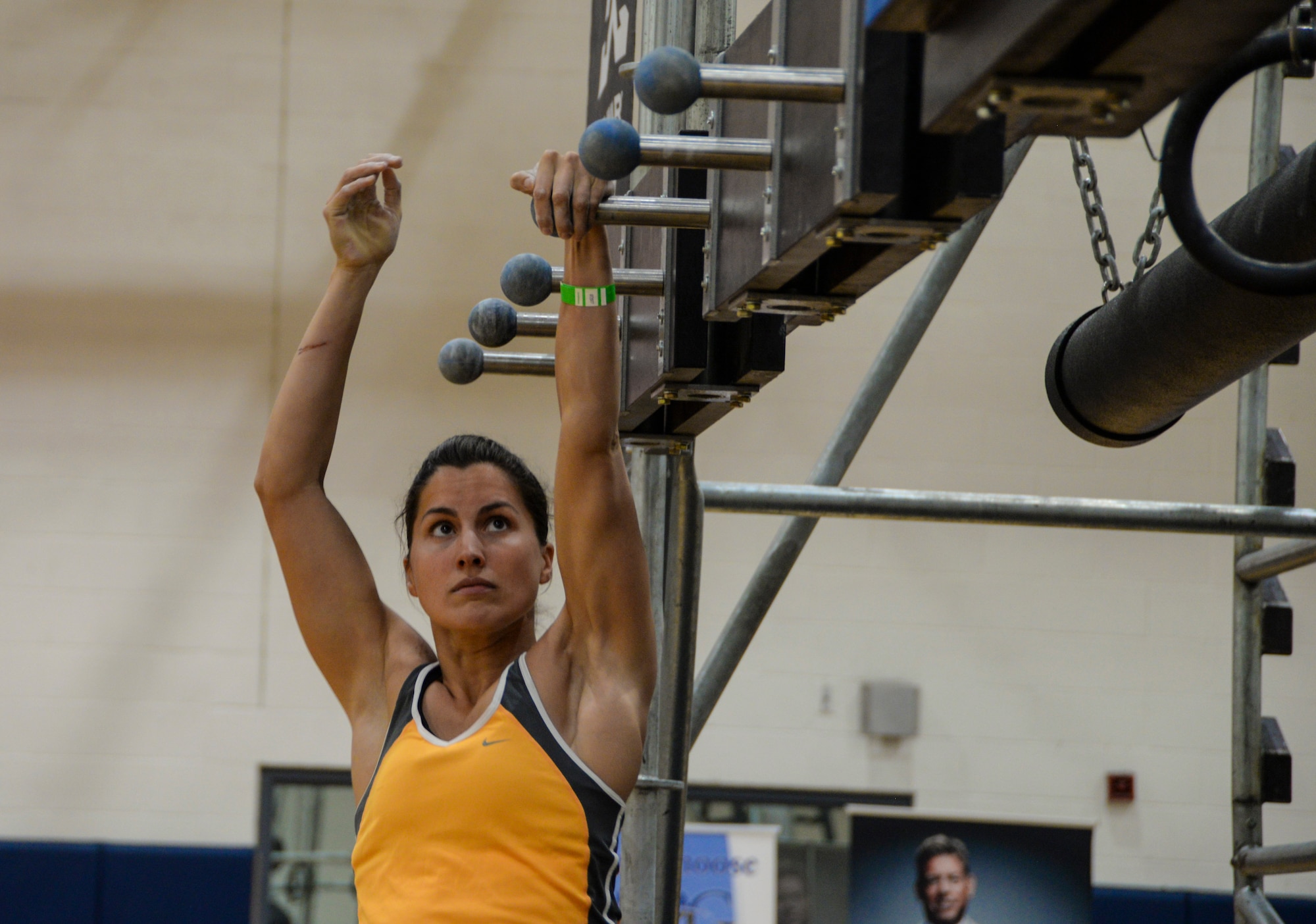 A Team Scott member participates in the Alpha Warrior challenge obstacle course. The event took place July 18-19 at the James Sports Center.
(U.S. Air Force photo by Senior Airman Melissa Estevez)