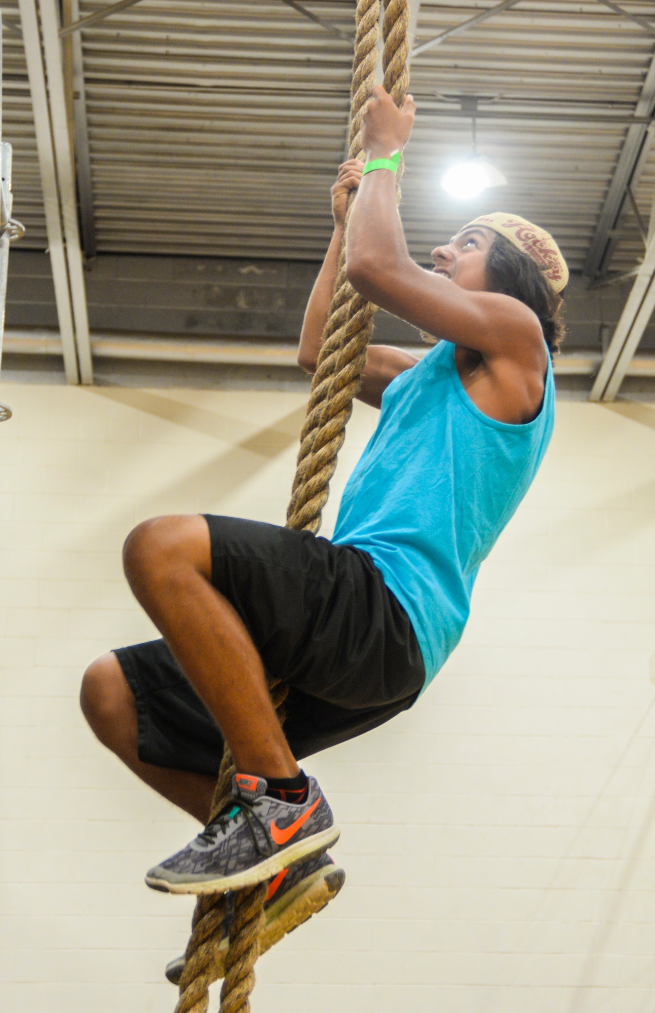 A Team Scott member participates in the Alpha Warrior challenge obstacle course. The event took place July 18-19 at the James Sports Center.
(U.S. Air Force photo by Senior Airman Melissa Estevez)