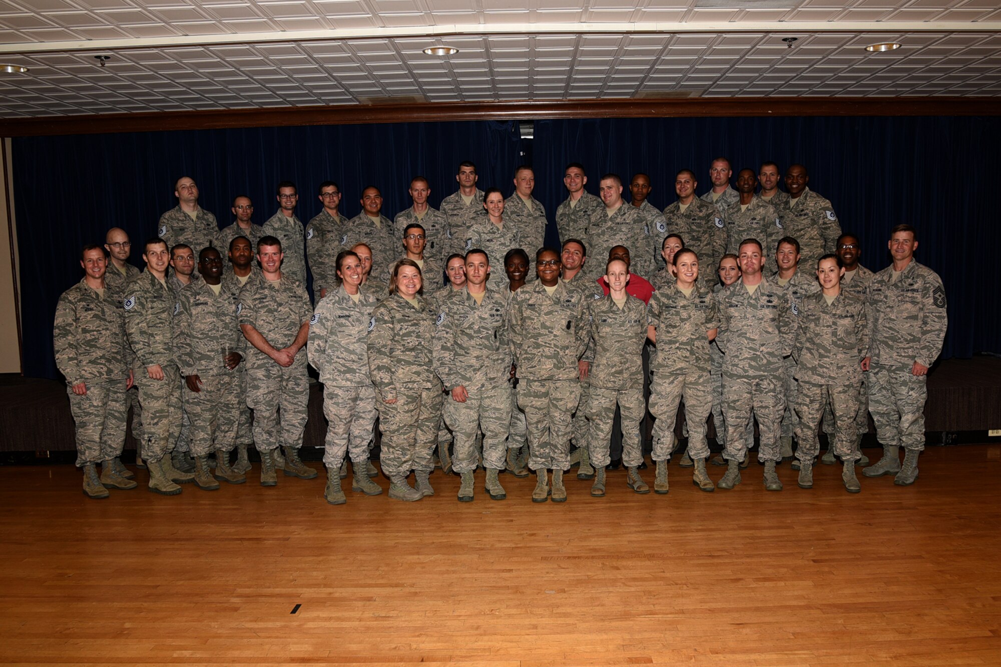 PETERSON AIR FORCE BASE, Colo. – Team Pete Tech. Sgt. selectees were promoted by Col. Todd Moore, 21st SW commander, and Chief Master Sgt. Mark Bronson, 21st SW command master chief, in The Club at Peterson Air Force Base, Colo., July 20, 2017. Technical Sergeants are qualified to perform highly complex technical duties in addition to providing supervision. In addition, they're responsible for the career development of each subordinate under their supervision. (U.S. Air Force photo by Robb Lingley)