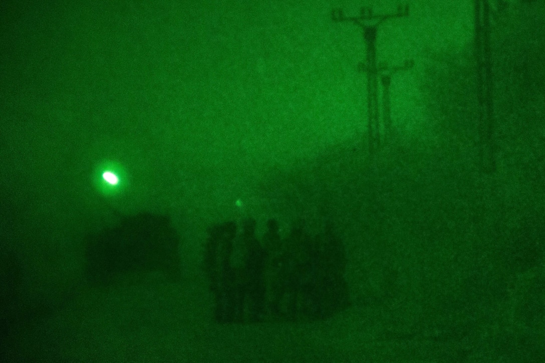 U.S., Romanian and Italian soldiers conduct night operations during Exercise Swift Response 17, part of Saber Guardian 17, in Turzii, Romania, July 22, 2017 . Army photo by Spc. CaShaunta Q. Williams