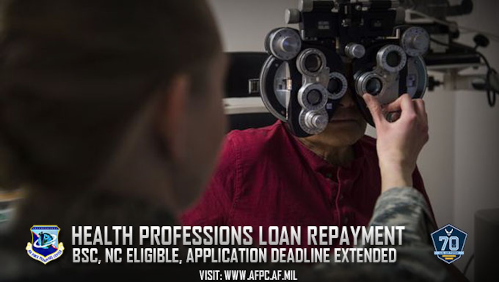 The Air Force has extended the deadline to Sept. 1 to apply for the active-duty Health Professions Loan Repayment Program in fiscal year 2017. Applicants must hold a specialty in either the Biomedical Sciences or Nurse Corps. (U.S. Air Force photo by Staff Sgt. Christopher Ruano)