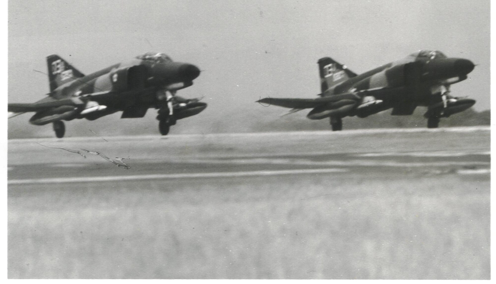 Two F-4s taking off circa 1965, at Eglin Air Force Base, Florida.