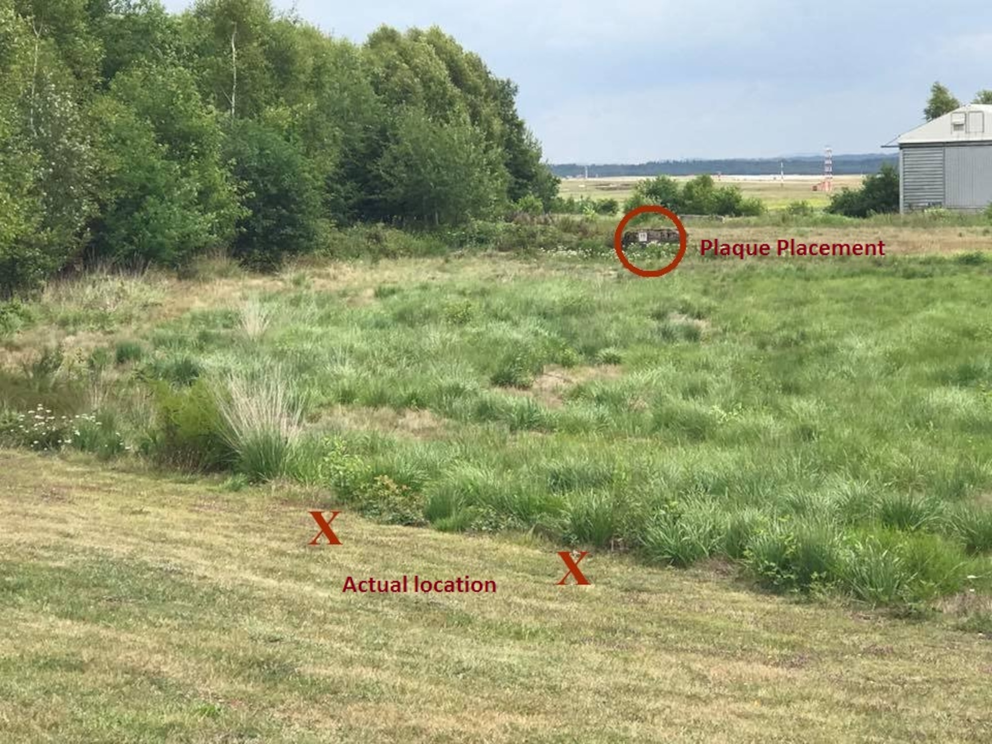 Location today that marks the spot near Ramstein Air Base where Royal Air Force Squadron leader Roger Bushell and French Air Force 2nd Lt. Bernad Scheidhauer were executed on March 29, 1944.  A second marker was placed approximately 70 yards to the rear of the execution site. (Courtesy photo by Dr. Silvano Wueschner, Air University historian)