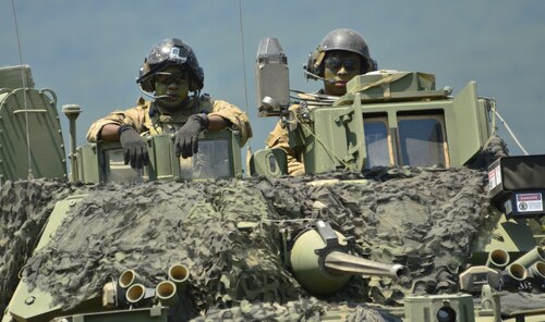 Army engineers participate in the Eagle Sentinel 17 exercise at Novo Selo Training Area, July 12, 2017. Eagle Sentinel is a multinational training exercise that consists of armor, aviation and light infantry forces. Eagle Sentinel is linked to Saber Guardian 17, a U.S. Army Europe-led, multinational exercise that spans across Bulgaria, Hungary and Romania with more than 25,000 service members from 22 allied and partner nations. Army photo by Capt. Leslie Reed