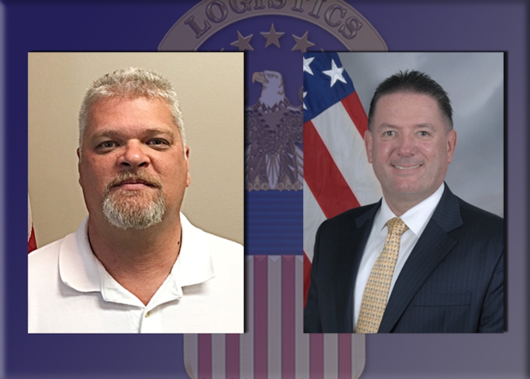 Defense Logistics Agency Energy team members Christopher Bordelon, left, wins in the GS 7-12 category and Michael Holgate, right, for the GS 13-15 category for the third quarter of fiscal year 2017 Employee of the Quarter awards. 