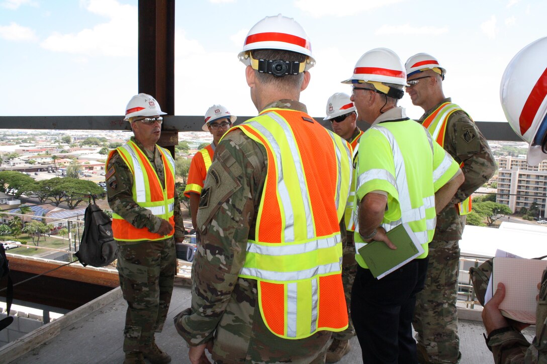 Honolulu District hosted an on-site update July 26 on the overall construction of U.S. Army Pacific Mission Command Facility (MCF) and the MCF Phase 2 project for the Chief of Engineers Lt. Gen. Todd T. Semonite. 