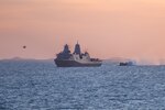 CORAL SEA (July 24, 2017) A landing craft air cushion (LCAC) closes-in to enter the well deck of the amphibious transport dock USS Green Bay (LPD 20) to transport equipment from shore after the completion of Talisman Saber 2017. Talisman Saber is a biennial U.S.-Australia bilateral exercise held off the coast of Australia meant to achieve interoperability and strengthen the U.S.-Australia alliance. (U.S. Navy photo by Mass Communication Specialist 3rd Class Jonathan Clay/Released)