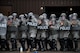 U.S. Airmen assigned to the 86th Security Forces Squadron hold their position during confrontational management training at the 86th SFS training section on Ramstein Air Base, Germany, July 25, 2017. To make the training realistic, Airmen threw blocks and water bottles at the security forces members’ shields while they held their position. (U.S. Air Force photo by Senior Airman Devin Boyer)