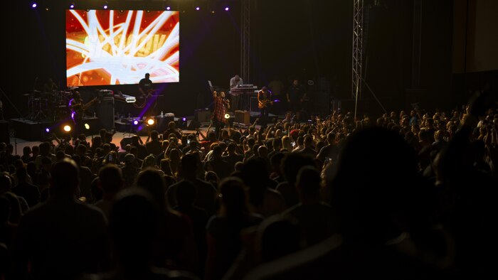 Orville Burrell, better known as “Shaggy,” a musical artist and Marine Corps veteran, performs a live concert at Marine Corps Air Station Iwakuni, Japan, July 26, 2017. Shaggy sang a variety of his hit songs including “Boombastic,” “It Wasn’t Me” and “Oh Carolina.” The concert was part of an Armed Forces Entertainment tour that included three military installations across Japan. (U.S. Marine Corps photo by Cpl. Donato Maffin)