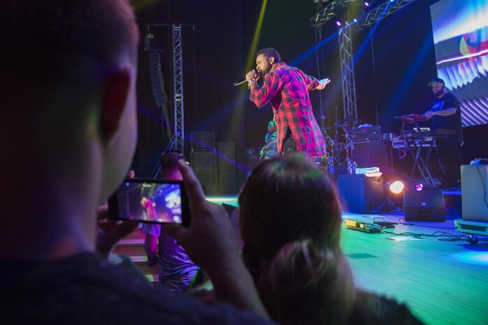 Orville Burrell, better known as “Shaggy,” a musical artist and Marine Corps veteran, performs a live concert at Marine Corps Air Station Iwakuni, Japan, July 26, 2017. Shaggy sang a variety of his hit songs including “Boombastic,” “It Wasn’t Me” and “Oh Carolina.” The concert was part of an Armed Forces Entertainment tour that included three military installations Japan. (U.S. Marine Corps photo by Sgt. Justin Fisher) 