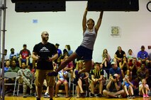 Erica Camara, an Alpha Warrior competitor, tests her physical and mental abilities to complete the Alpha Warrior Challenge at Whiteman Air Force Base, Mo., July 22, 2017. Camara placed second for females and she will have the opportunity to compete against other Air Force Global Strike Command winners in the regional competition taking place at Whiteman AFB on Sept. 30, 2017.