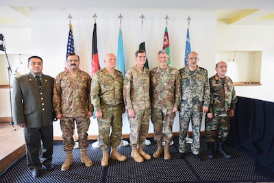U.S. Army Gen Joseph L. Votel, commander U.S. Central Command, poses with Central and South Asia (CASA) nations' chiefs of defense. (Photo by U.S. Army Master Sgt. Crista Mary Mack)