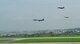 In a demonstration of ironclad U.S. commitment to our allies, two U.S. Air Force B-1B Lancers assigned to the 9th Expeditionary Bomb Squadron, deployed from Dyess Air Force Base, Texas, perform a low pass over Osan Air Base, Republic of Korea, during a 10-hour mission from Andersen Air Force Base, Guam, into Japanese airspace and over the Korean Peninsula, July 30, 2017. The B-1s first made contact with Japan Air Self-Defense Force F-2 fighter jets in Japanese airspace, then proceeded over the Korean Peninsula and were joined by South Korean F-15 fighter jets. This mission is in direct response to North Korea’s escalatory launch of intercontinental ballistic missiles on July 3 and 28.  (U.S. Air Force photo/Tech. Sgt. Benjamin Wiseman)
