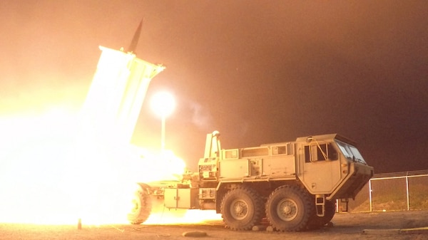 A Terminal High Altitude Area Defense (THAAD) interceptor is launched from the Pacific Spaceport Complex Alaska in Kodiak, Alaska, during Flight Experiment THAAD (FET)-01 on July 30, 2017 (EDT). During the test, the THAAD weapon system successfully intercepted an air-launched, medium-range ballistic missile (MRBM) target.