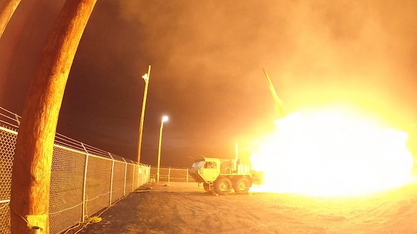 A Terminal High Altitude Area Defense (THAAD) interceptor is launched from the Pacific Spaceport Complex Alaska in Kodiak, Alaska, during Flight Experiment THAAD (FET)-01 on July 30, 2017 (EDT). During the test, the THAAD weapon system successfully intercepted an air-launched, medium-range ballistic missile (MRBM) target.