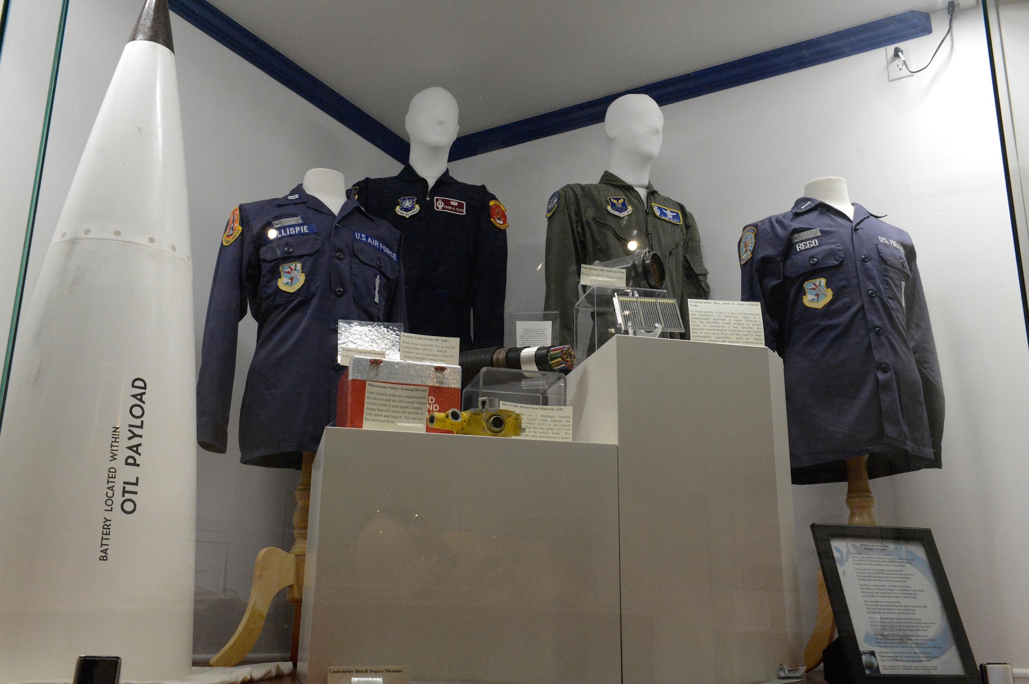 Military uniforms are displayed at the Global Power Museum at Barksdale Air Force Base, La., July 12, 2017. The museum surrounds visitors with knowledge of the past by teaching the history of Airmen who came before them.