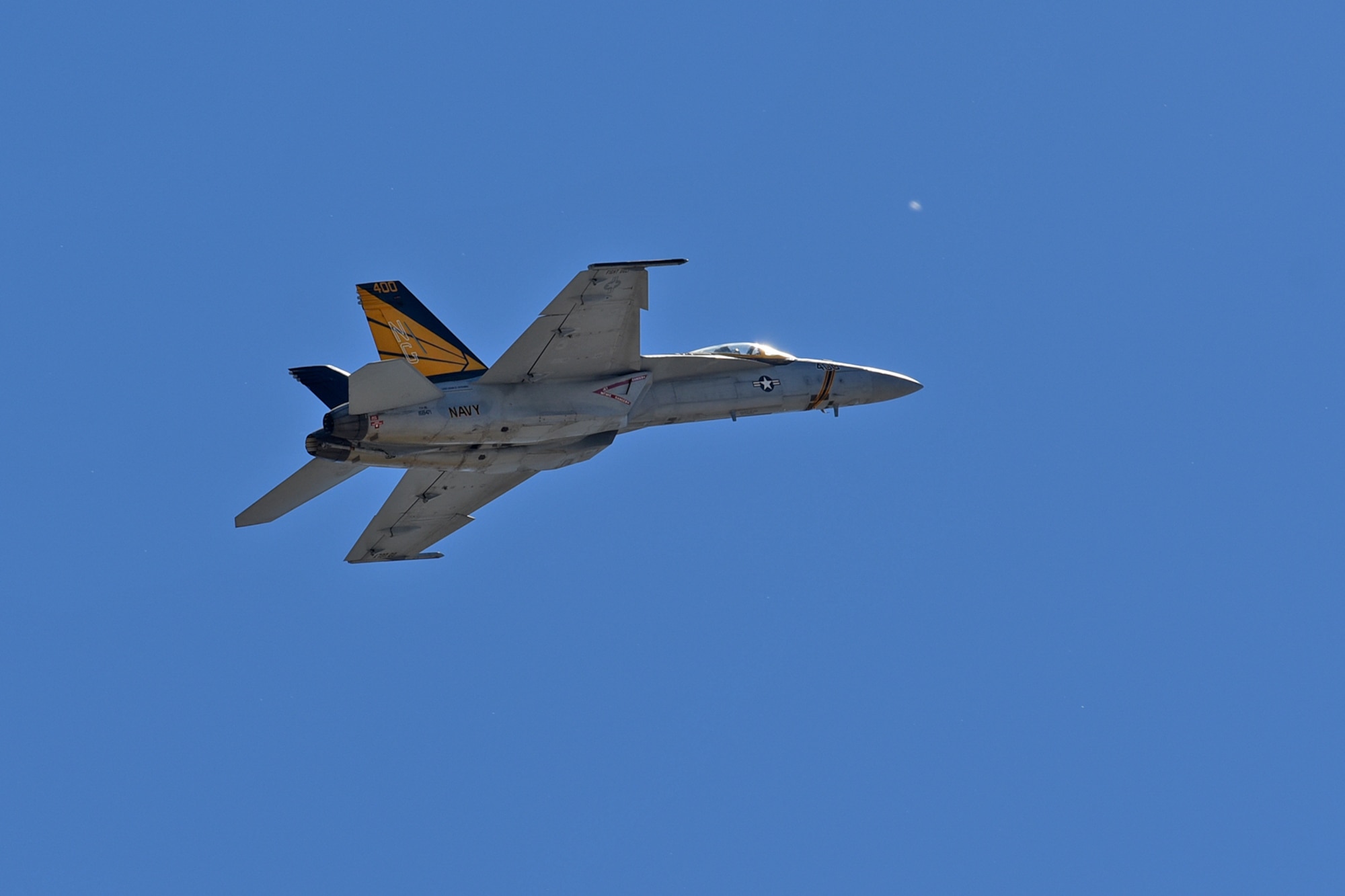 An F-18 Super Hornet from Naval Station Lemoore, California, performs for the Inland Northwest community during the 2017 Skyfest Air Show and Open House July 30, 2017, at Fairchild Air Force Base, Washington. During the event, multiple static displays of military aircraft along with more than 10 aerial performances, including vintage military aircraft and civilian acts, were on display for the crowds. (U.S. Air Force photo/Senior Airman Mackenzie Richardson)