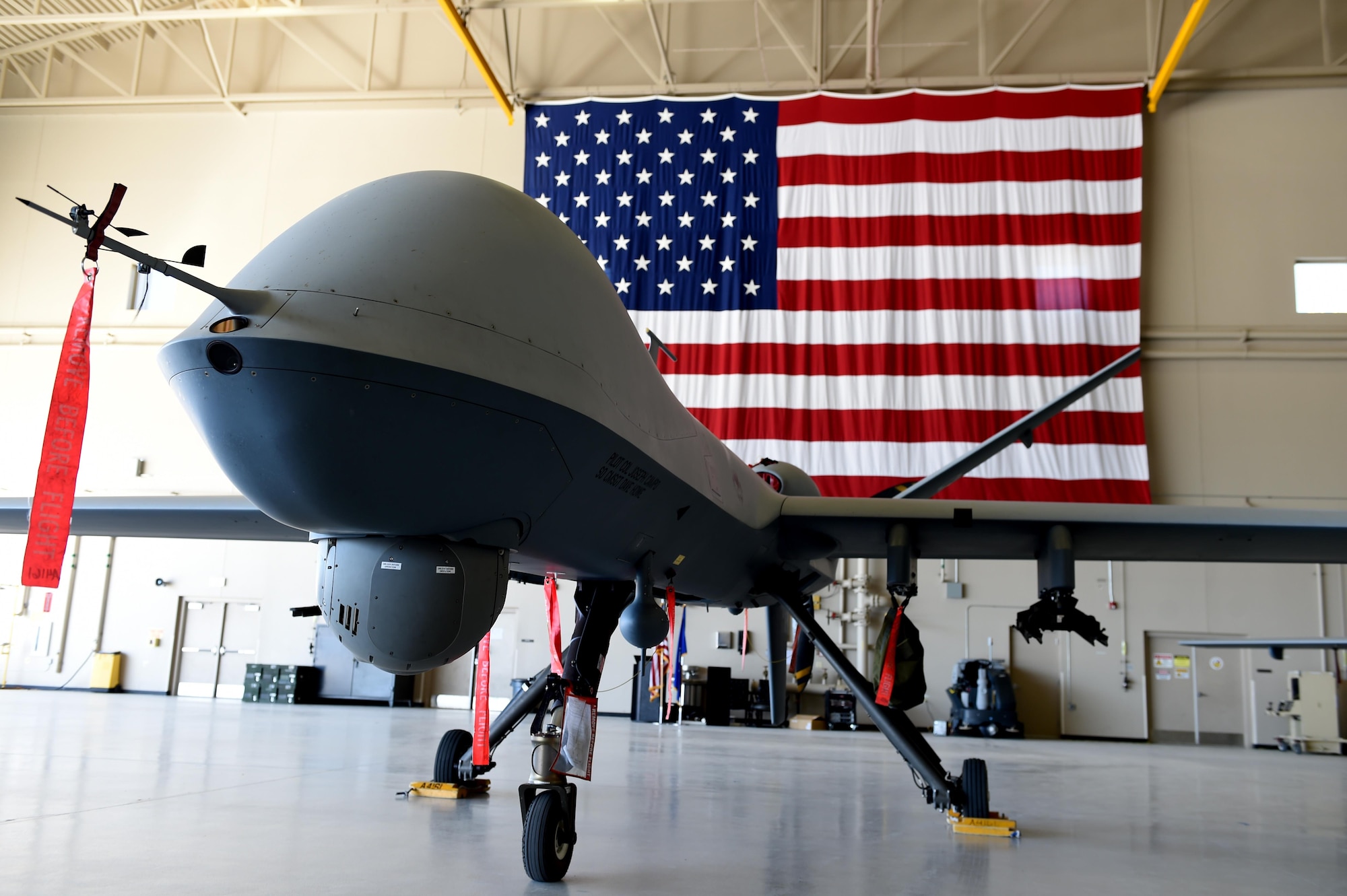 An MQ-9 Reaper stands ready to provide warfighters with persistent attack and reconnaissance to the U.S. and joint coalition partners. (U.S. Air Force photo/Airman First Class Adarius Petty)