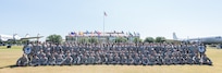 Joint Base San Antonio-Lackland master sergeant selects pose for a group photo at the 37th Training Wing Headquarters building  May 24, 2017. There were 20,169 Airmen eligible for promotion, and 5,166 were selected with a 25.61 percent selection rate Air Force wide. (U.S. Air Force Photo by Andrew Patterson) 